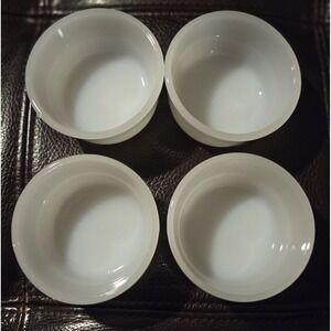 GLASBAKE Vintage Milk Glass Custard Ramekin Cups 4 oz Set of 4
